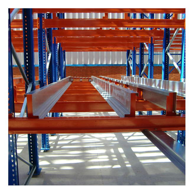 Sistema de estanterías con lanzadera para palets ajustable de alta resistencia con capacidad de carga de 1000 a 1500 kg, fabricado en China.