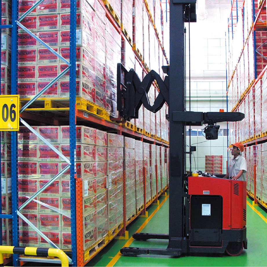 Estantería industrial de alta densidad para palets, ajustable, doble, profunda, de acero de 5 capas con recubrimiento en polvo de alta resistencia para protección contra la corrosión.