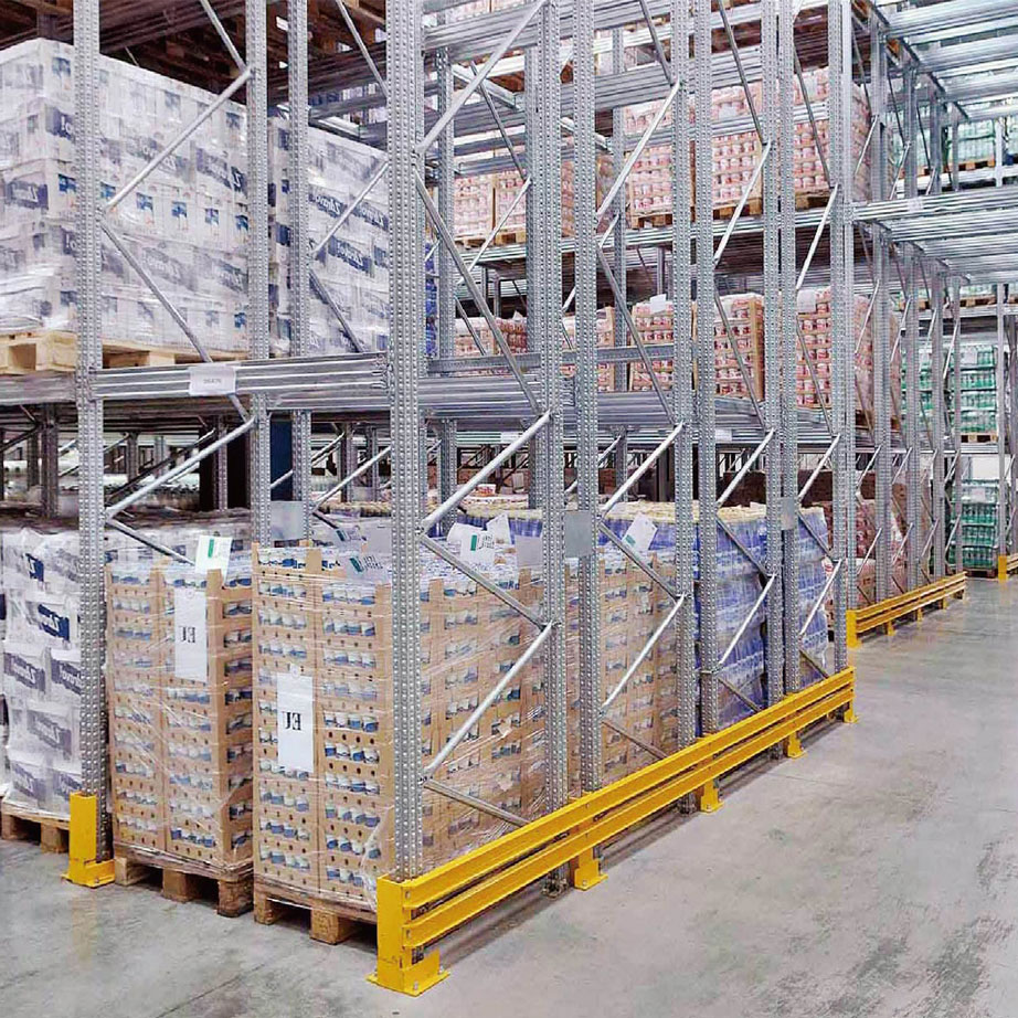 Estantería industrial de alta densidad para palets, ajustable, doble, profunda, de acero de 5 capas con recubrimiento en polvo de alta resistencia para protección contra la corrosión.