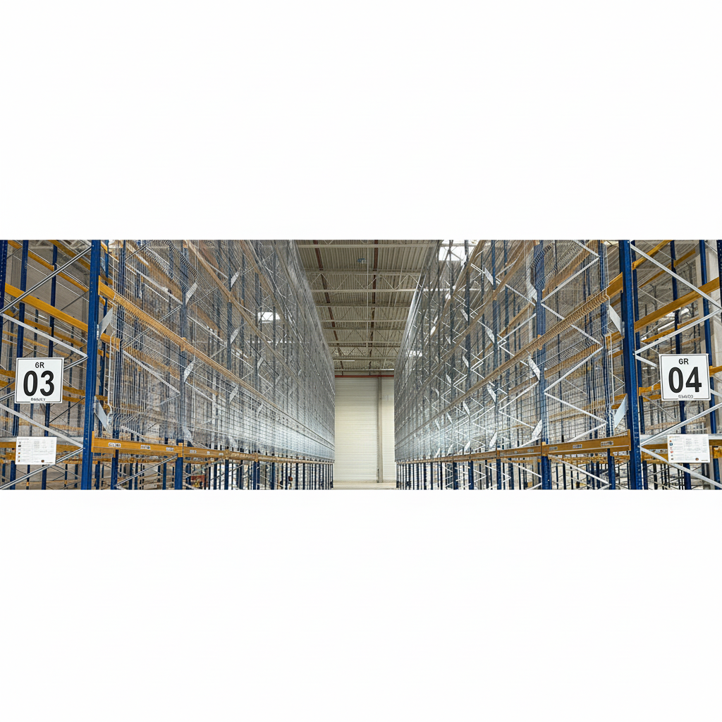 Sistema de pared trasera de rejilla Debion Protect para soluciones de almacenamiento en estanterías de almacén