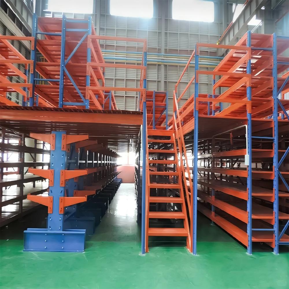 Estanterías de alta resistencia, adecuadas para almacenar paneles de madera y materiales de acero. Estanterías en voladizo. Estanterías tipo plataforma tipo entrepiso.