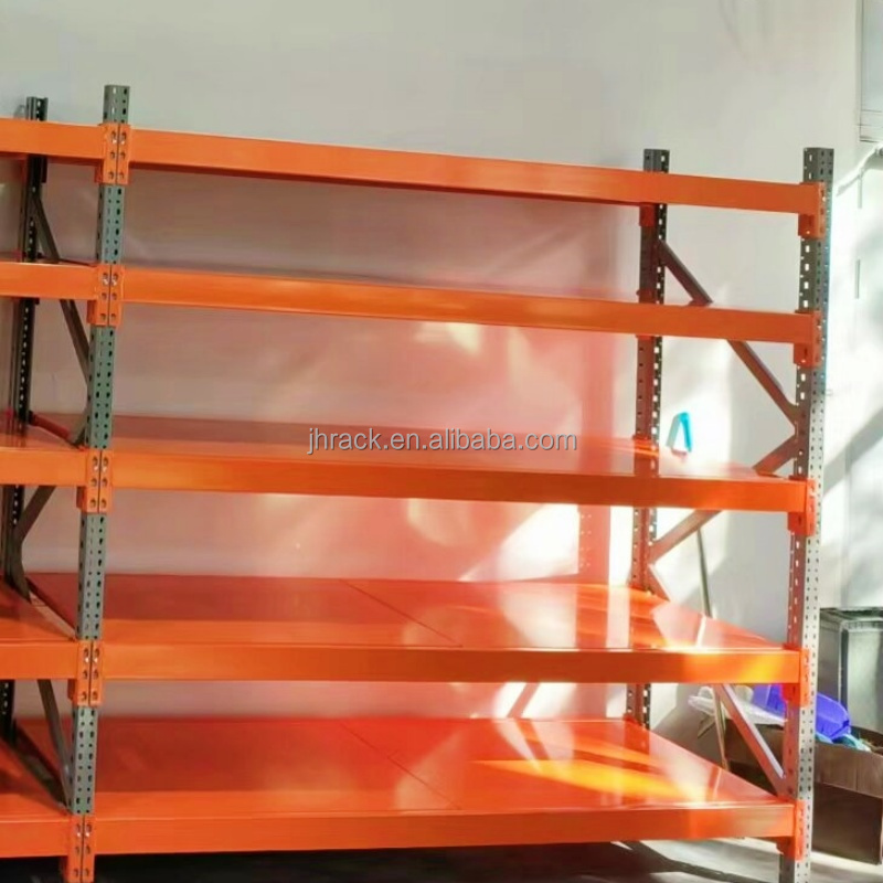 Estantería industrial de acero de gran envergadura para almacén, estantes apilables de carga media, estanterías sin tornillos en venta.