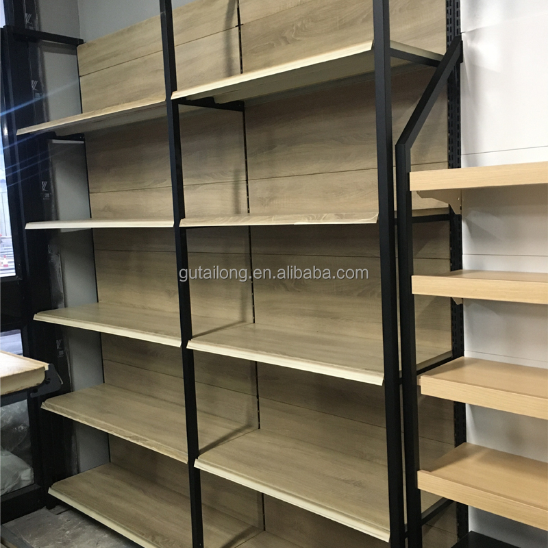 Estantería moderna de doble cara metálica ecológica para supermercado, resistente y de alta calidad, con acabado de pintura en polvo. 750 mm de profundidad, 1650 mm de altura.
