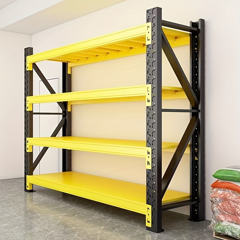 Estanterías de acero ajustables sin tornillos de alta resistencia con capacidad de carga de 300 kg/capa para almacén e industria. Sistema de estanterías apilables.