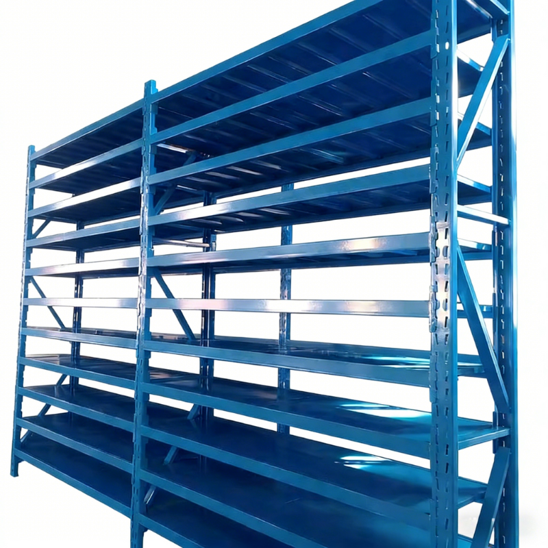 Estantería Europalet ajustable de alta resistencia, fabricada en acero laminado en frío, con capacidad de carga de 500 kg/nivel y sistema de almacenamiento de 4 pisos.