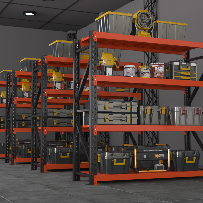 Estantería industrial de acero ajustable sin tornillos de 200 kg/nivel para almacenamiento, sistema de estanterías metálicas para almacén con protección contra la corrosión.