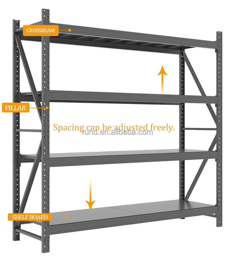 RD-33# Estantería multicapa de acero Q235 de uso medio, con niveles ajustables y recubrimiento en polvo, ideal para cargas pesadas.