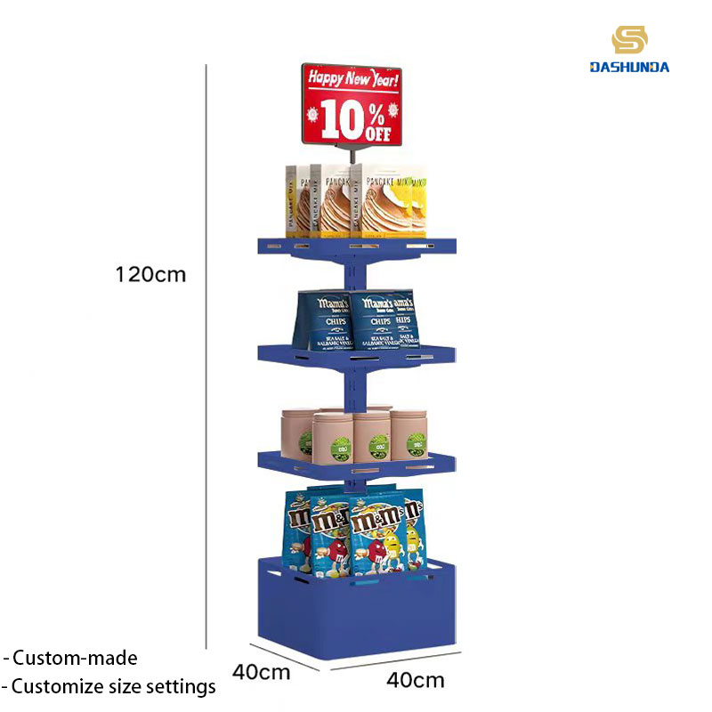 Estantería multifuncional de hierro para promociones en tiendas de conveniencia/supermercados: estantería modular para bebidas, alimentos y medicamentos. Diseño duradero.
