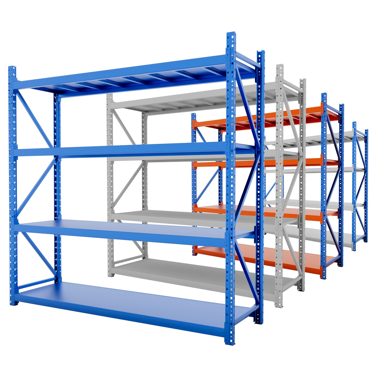 Estantería de palets de acero de 4 niveles/500 kg de carga, resistente, con pernos, de gran envergadura, para almacenamiento industrial en almacenes.