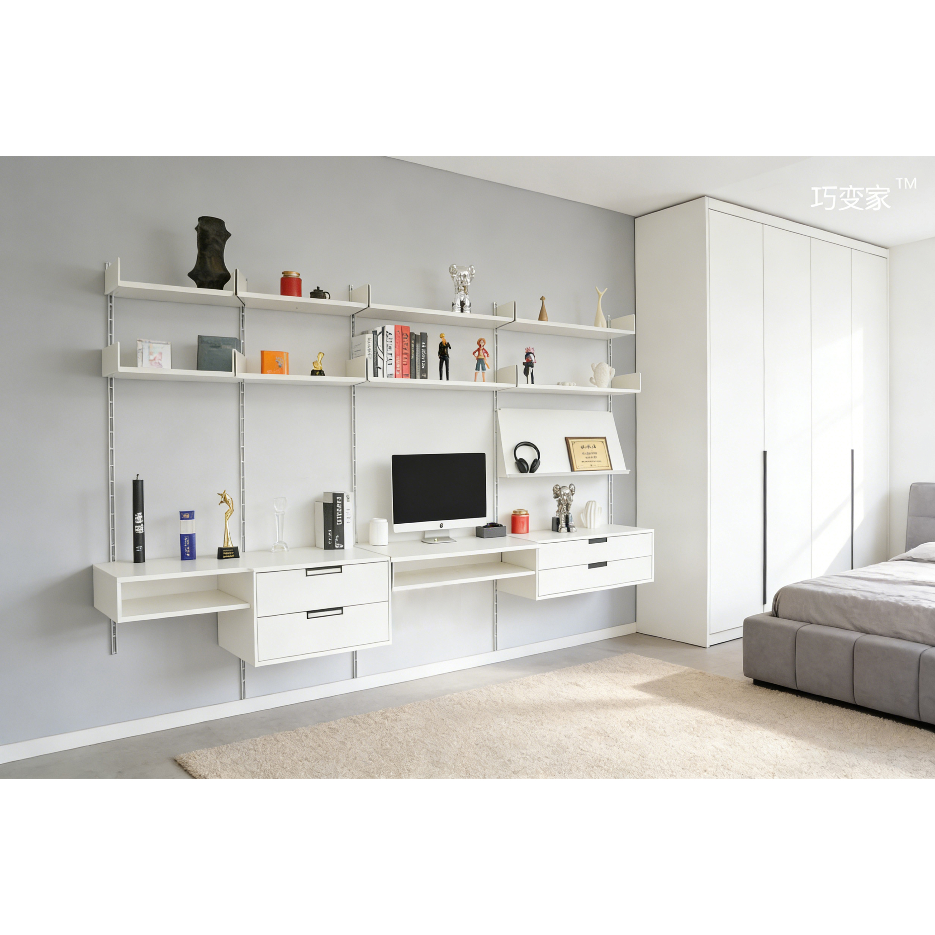 Estantería metálica desmontable para almacenamiento en habitaciones, almacenamiento modular, estantes y unidades ajustables.