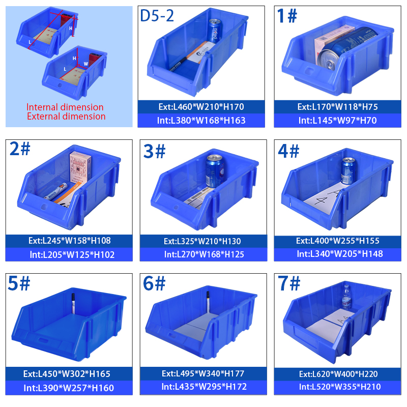 Contenedores de almacenamiento para piezas pequeñas de taller, estantes para tornillos, contenedores apilables para recogida, caja de almacenamiento industrial