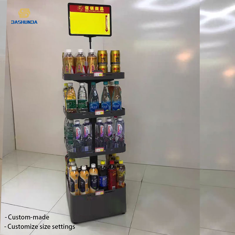 Estantería multifuncional de hierro para promociones en tiendas de conveniencia/supermercados: estantería modular para bebidas, alimentos y medicamentos. Diseño duradero.