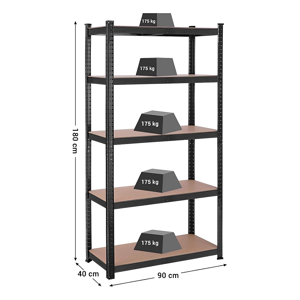Estanterías de ángulo ranurado Estante para tienda Estante ranurado Ángulo Estante de metal para almacenamiento en el hogar Estante de acero Estante de almacén de metal sin tornillos de 5 niveles