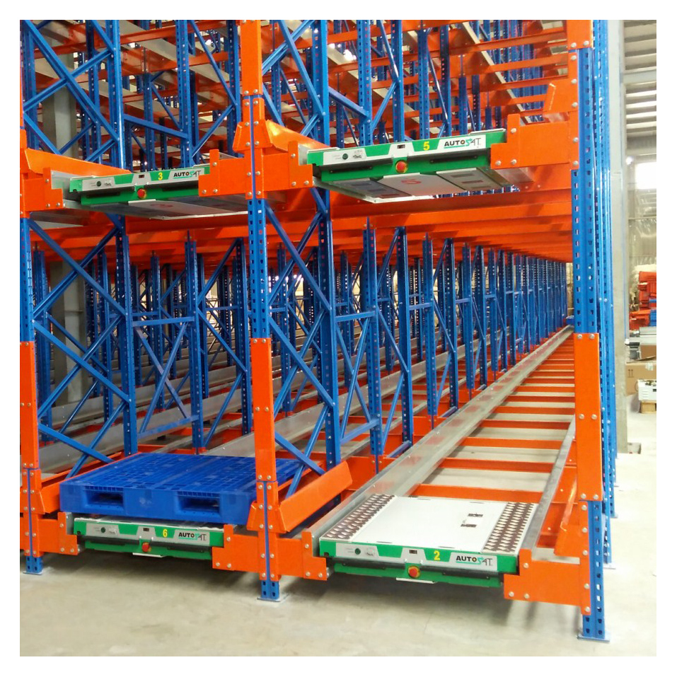 Sistema de estanterías con lanzadera para palets ajustable de alta resistencia con capacidad de carga de 1000 a 1500 kg, fabricado en China.
