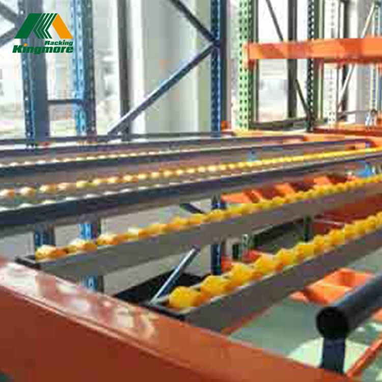 Estantería de flujo para cajas de almacenamiento en almacén, automatización industrial, almacenamiento por gravedad.