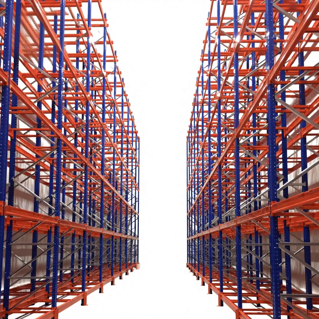 Sistema de estanterías de doble profundidad para almacenes y centros de distribución de almacenamiento de palets de alta densidad.