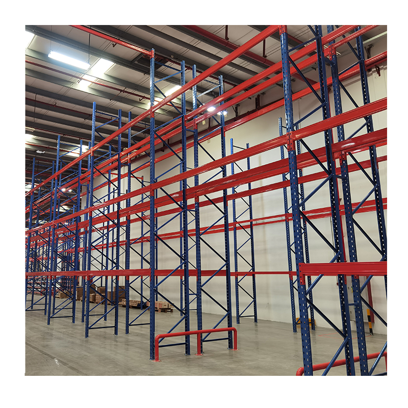 Sistema de estanterías de acero para palets, almacenamiento industrial, estanterías de alta resistencia para fábricas y almacenes.