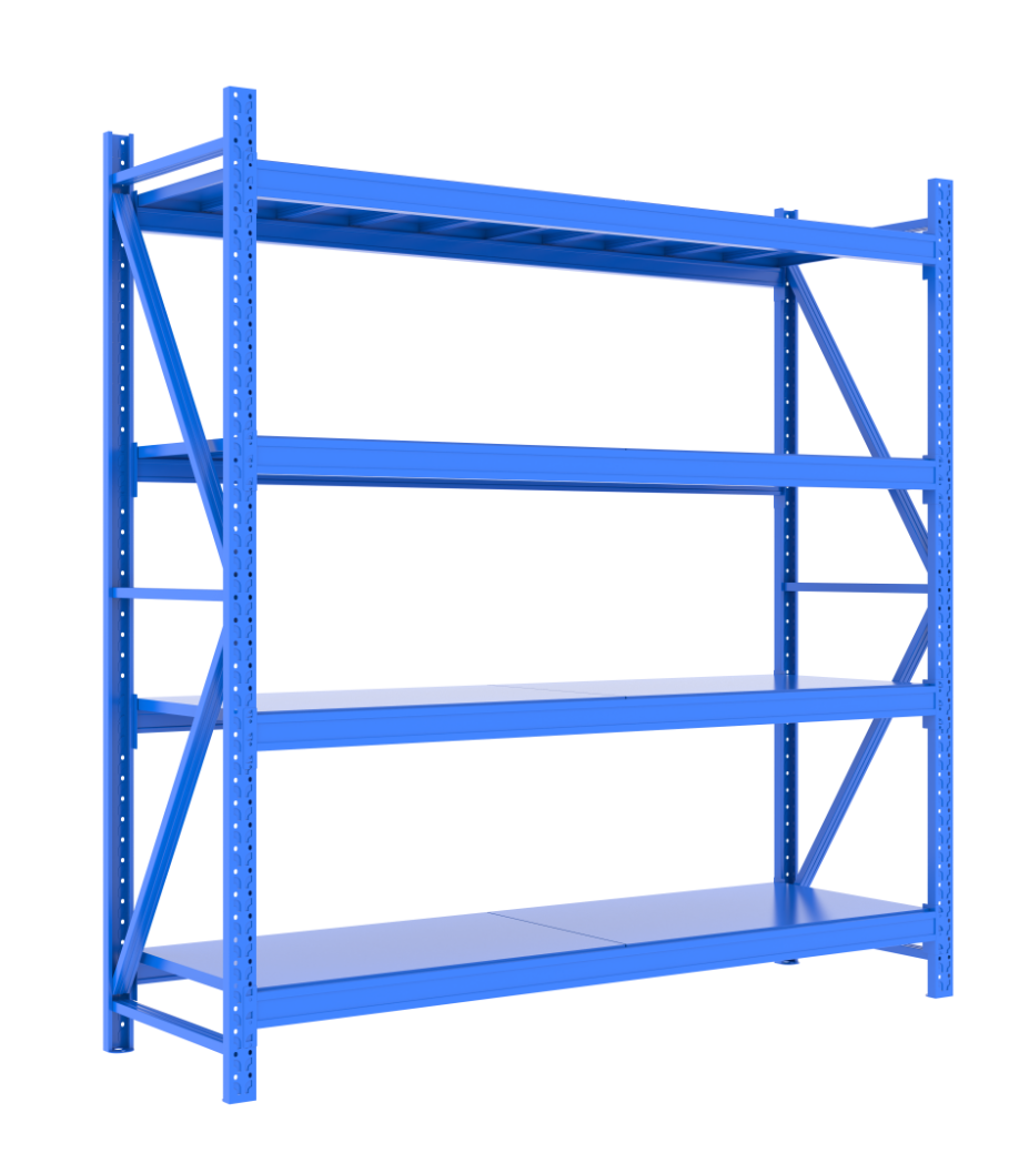 Estantería apilable de garaje de 4 niveles de alta resistencia de la fábrica, estructura de acero, capacidad de 300 kg, protección contra la corrosión.