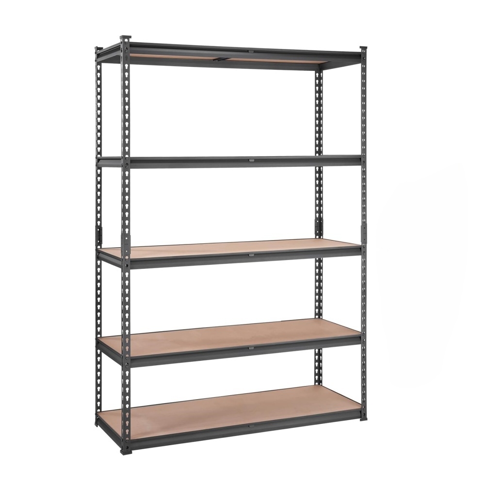 Estantería de acero resistente sin tornillos con remaches, estantería de hierro apilable para almacenamiento, estanterías metálicas para garaje, almacén o uso industrial.