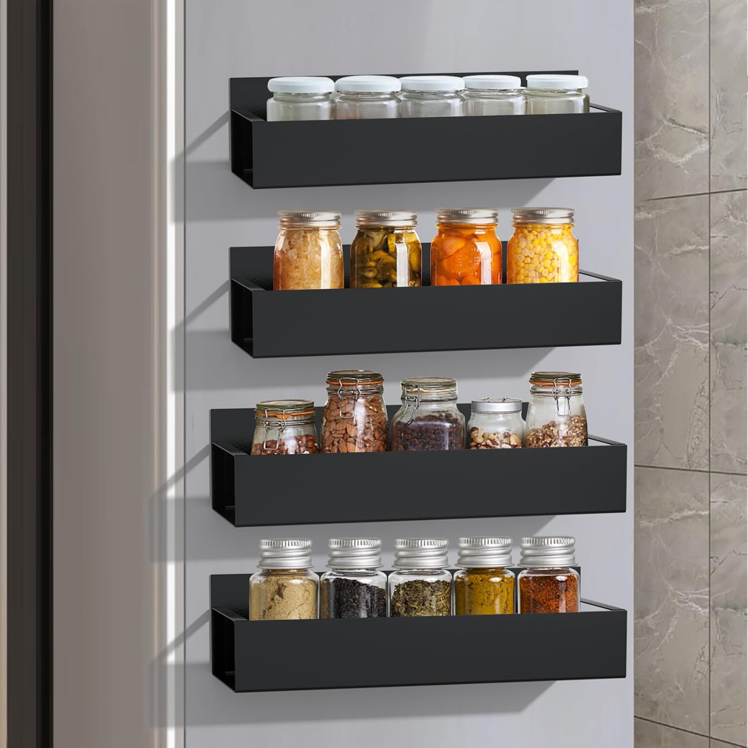 Estante de almacenamiento metálico portátil multifuncional moderno, estante lateral colgante, organizador doméstico montado en la pared para refrigerador y lavadora