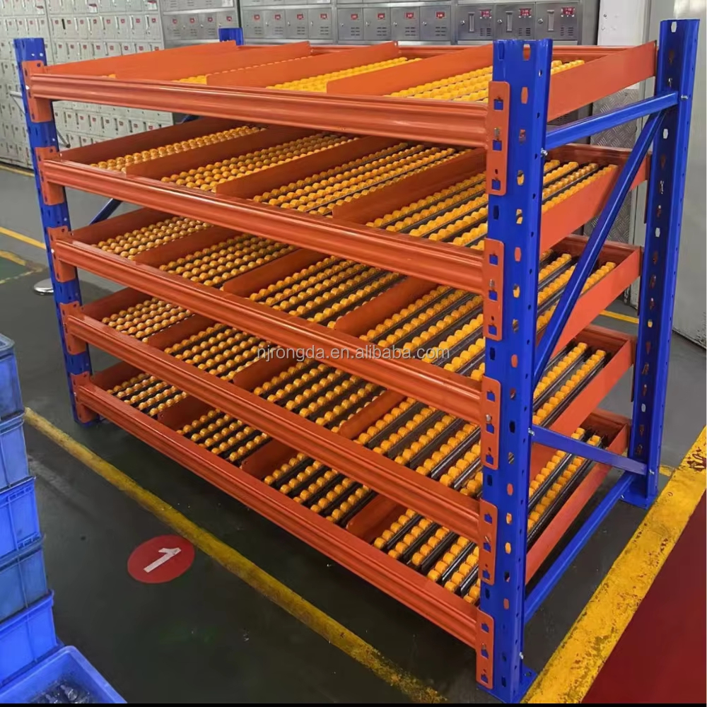 Estanterías de flujo por gravedad para almacén, estanterías de flujo de palets de acero para cajas.