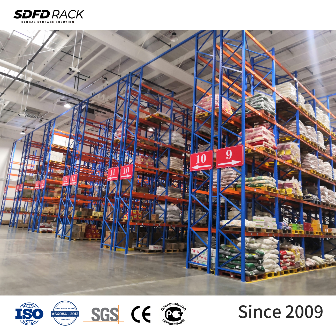 Sistema de estanterías selectivas ajustables de alta resistencia para palets. Capacidad de carga de 1000 a 3000 kg. Estanterías apilables para almacenamiento en almacén.