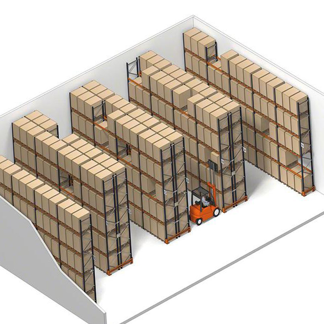 Sistema de estanterías de acero para palets, almacenamiento industrial, estanterías de alta resistencia para fábricas y almacenes.