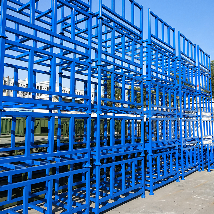 Estantería plegable apilable de acero resistente con estructura de almacenamiento, estantería apilable para almacén con recubrimiento en polvo.