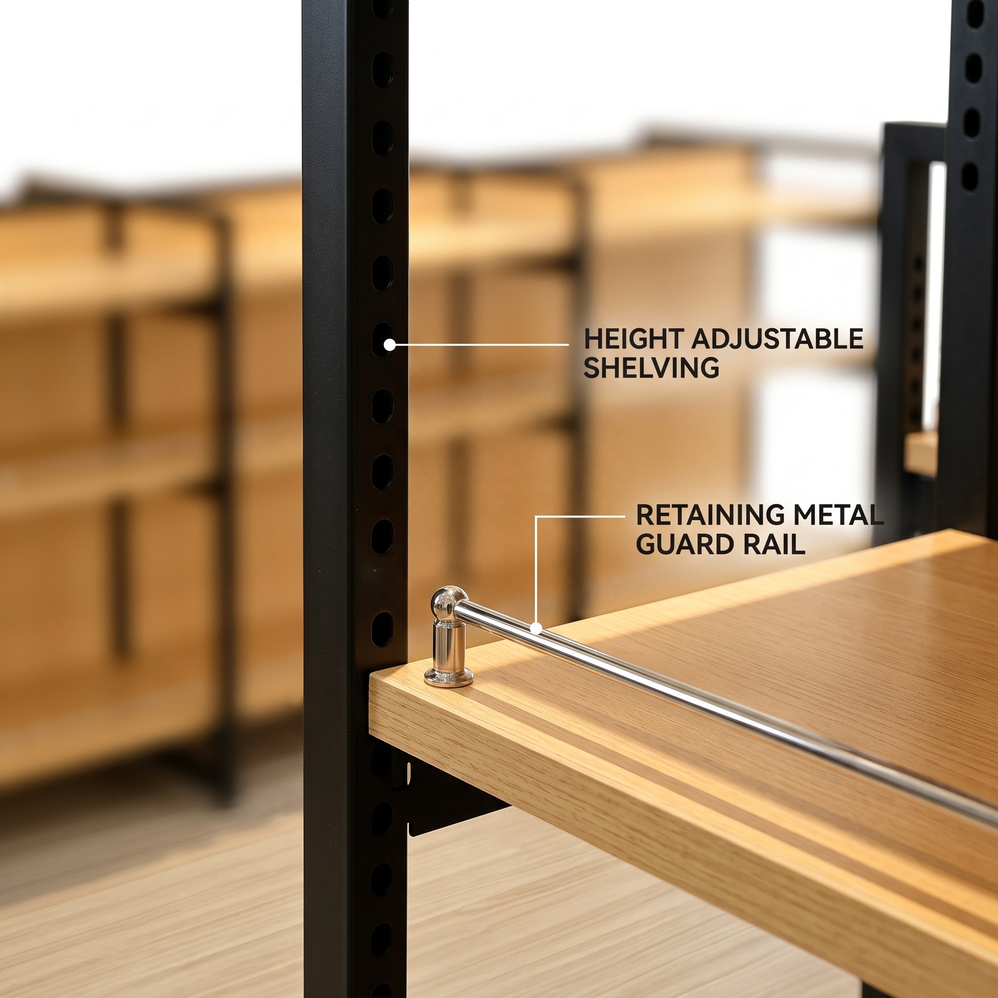 Estanterías metálicas tipo góndola con estantes de madera para tiendas de comestibles y conveniencia, estanterías para pasillos de supermercados.