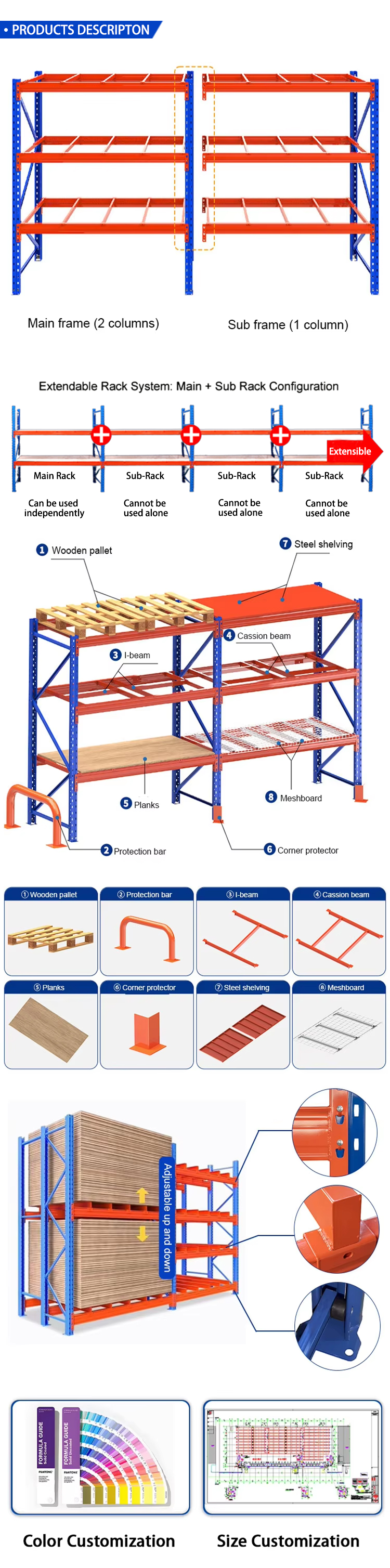 Componente de estantería industrial