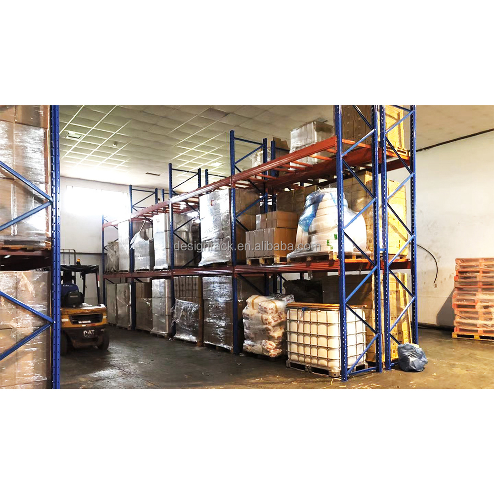 Sistema de estanterías de acero de alta resistencia de doble profundidad para palets, almacén industrial, estanterías de almacenamiento de alta densidad