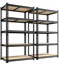 Estantería industrial de 5 niveles, resistente, ajustable, sin tornillos, con remaches, protección contra la corrosión, para almacén, con recubrimiento en polvo.