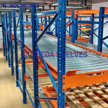 Estantería dinámica por gravedad para palets con rodillos
