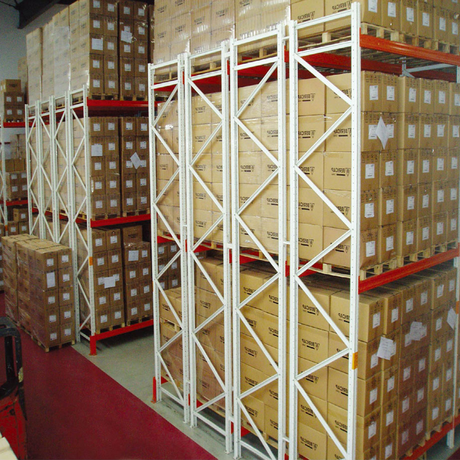 Estantería industrial de alta densidad para palets, ajustable, doble, profunda, de acero de 5 capas con recubrimiento en polvo de alta resistencia para protección contra la corrosión.
