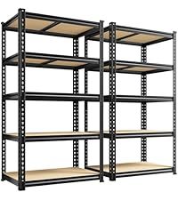 Estantería industrial de 5 niveles, resistente, ajustable, sin tornillos, con remaches, protección contra la corrosión, para almacén, con recubrimiento en polvo.