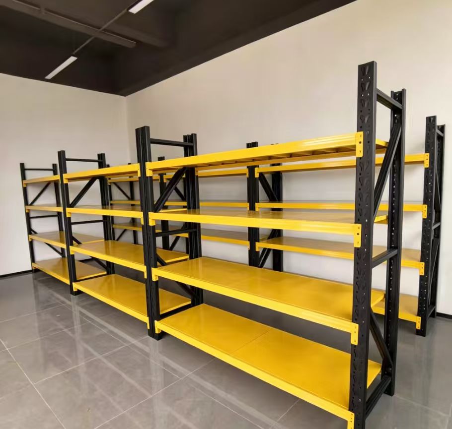 Estantería industrial metálica de 4 niveles, estantería apilable de acero ligero, estantería sin tornillos, almacenamiento de cajas, estantería de almacén