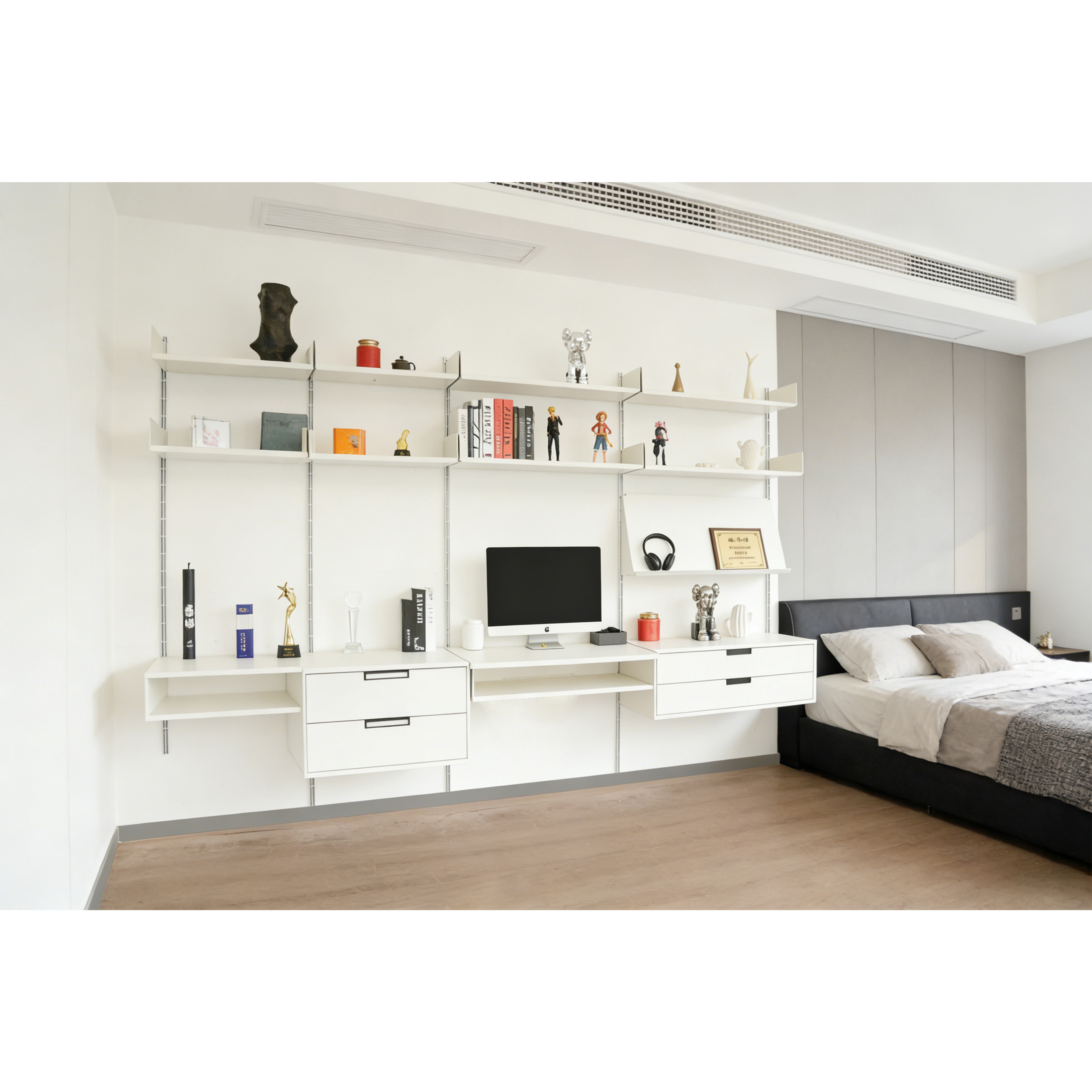 Estantería metálica desmontable para almacenamiento en habitaciones, almacenamiento modular, estantes y unidades ajustables.