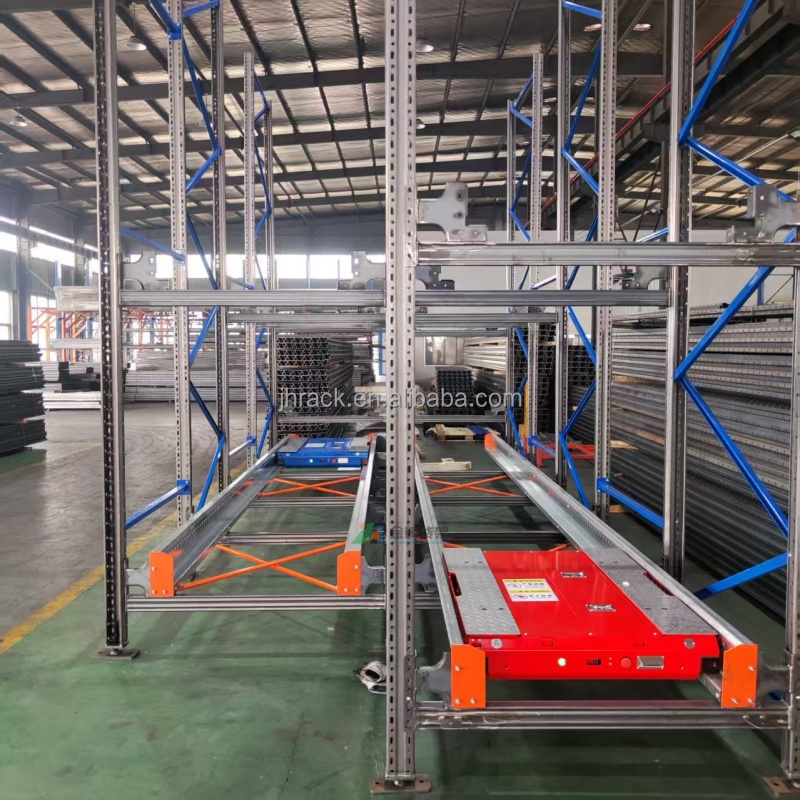 Estanterías metálicas apilables automatizadas, estanterías y unidades de almacenamiento para almacenes, sistema de estanterías con lanzadera para palés ASRS.