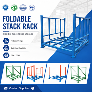 Estantería plegable apilable de acero resistente con estructura de almacenamiento, estantería apilable para almacén con recubrimiento en polvo.