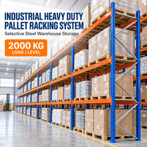 Sistema de estanterías industriales de alta resistencia para palets, capacidad de carga de 2000 kg, sistema de estanterías de almacenamiento de acero para almacenes con capacidad de selección.