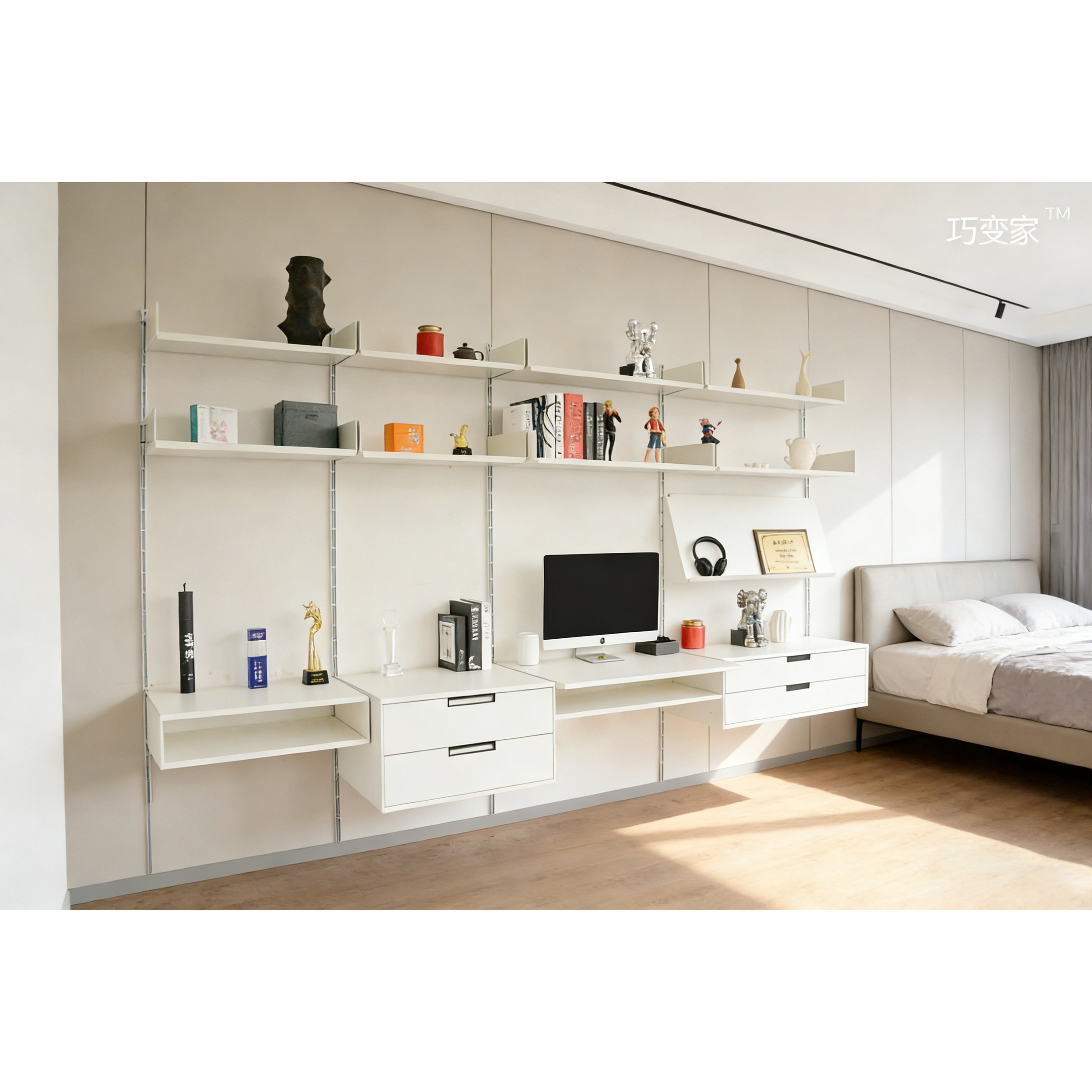Estantería metálica desmontable para almacenamiento en habitaciones, almacenamiento modular, estantes y unidades ajustables.