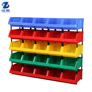 Organizador de estantes apilables de plástico azul para almacén