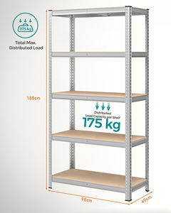 Estantería metálica de alta resistencia de 5 niveles, 180x90x40cm, galvanizada y resistente a la corrosión | Estantería modular con montaje sin herramientas