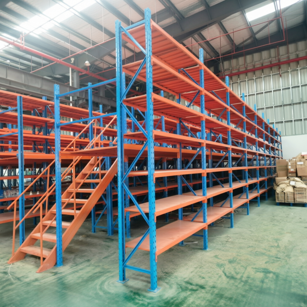 Sistema de estanterías de acero resistente para entrepisos, con precio competitivo, plataforma de almacenamiento tipo loft para almacenes y estanterías para palets.