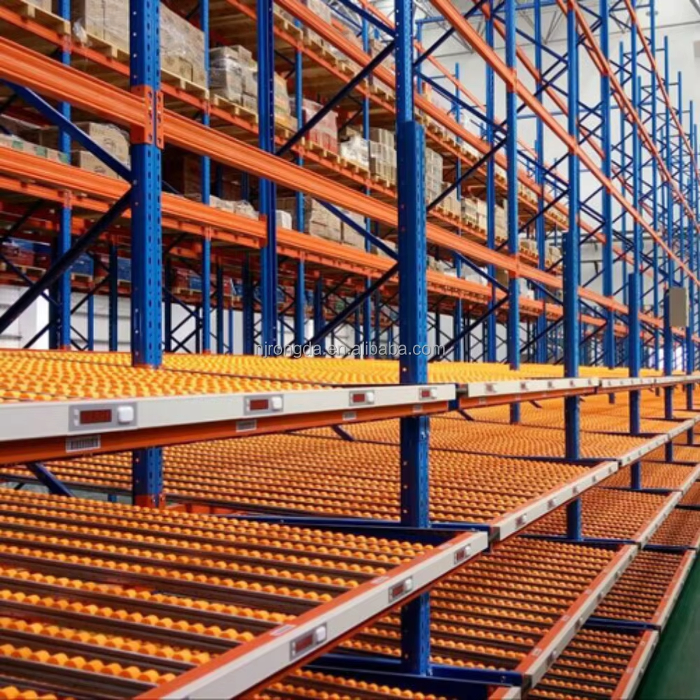 Estanterías de flujo por gravedad para almacén, estanterías de flujo de palets de acero para cajas.