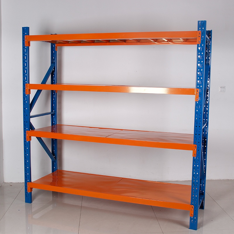 Estantería industrial metálica de 4 niveles, estantería apilable de acero ligero, estantería sin tornillos, almacenamiento de cajas, estantería de almacén