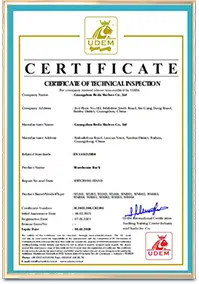 Certificado de calidad de Guangzhou Heda Shelves Co., Ltd. 2