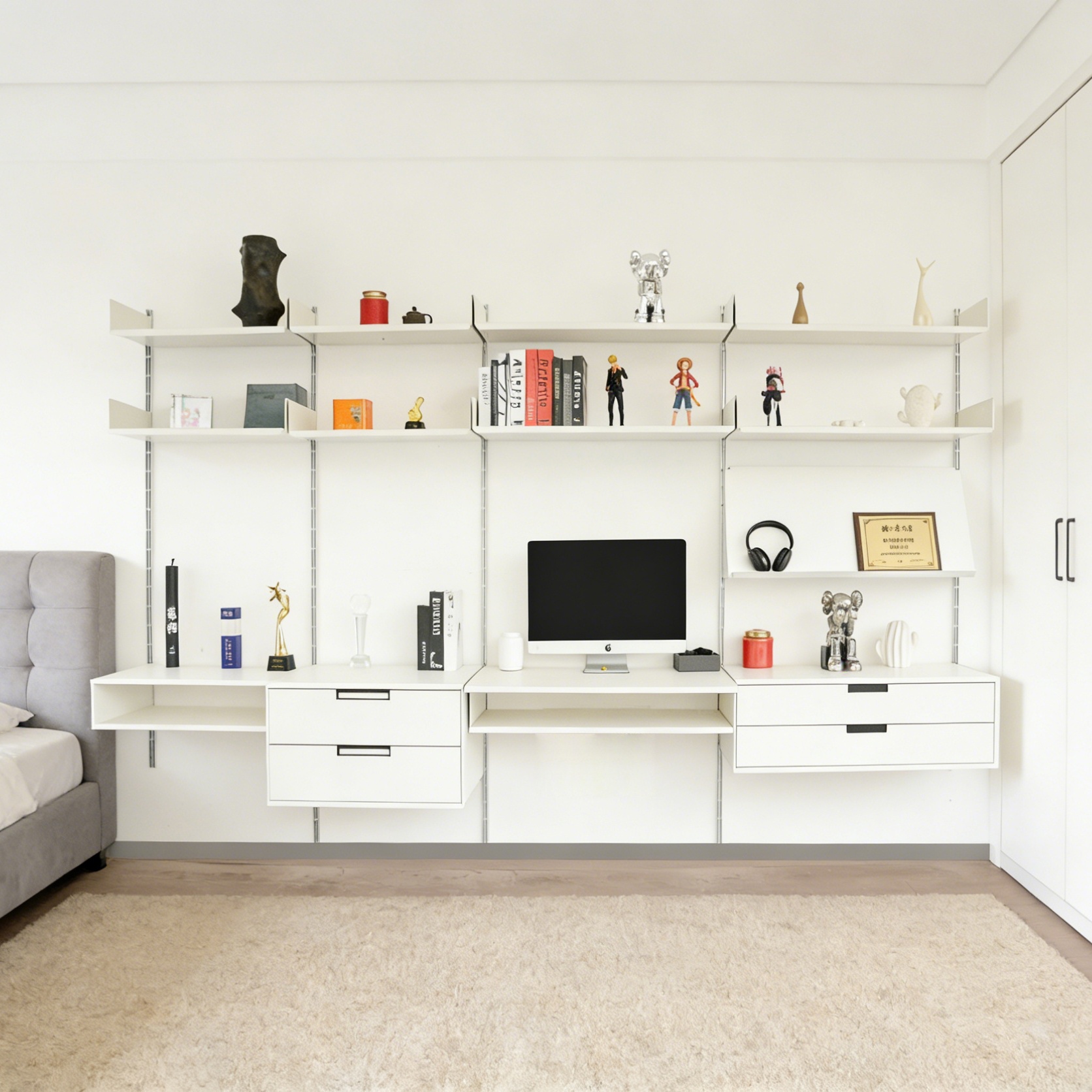 Estantería metálica desmontable para almacenamiento en habitaciones, almacenamiento modular, estantes y unidades ajustables.